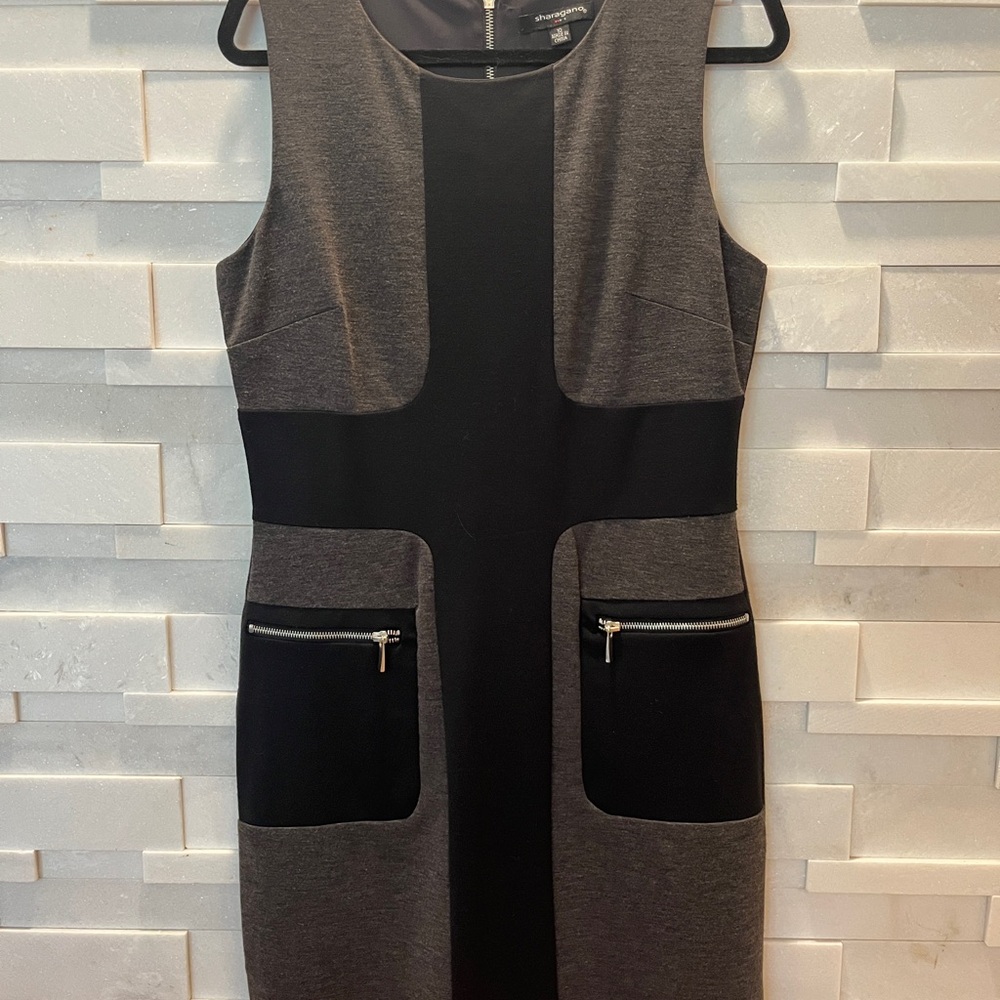 Sharagano Black & Gray Color Block Sleeveless Dress Minimalist Chic - Women’s 10